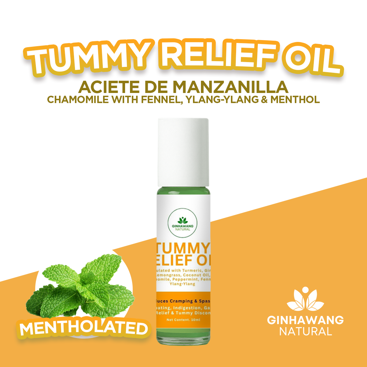 Ginhawang Natural Tummy Relief Oil – For Kabag, Bloating & Stomach Pain PH