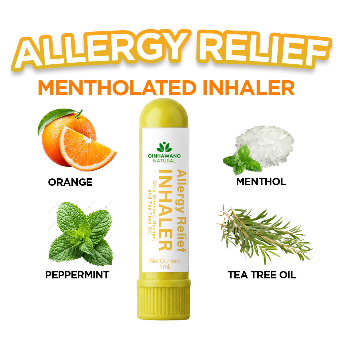 Ginhawang Natural Allergy Relief Inhaler – For Allergic Rhinitis, Sipon & Bahing PH