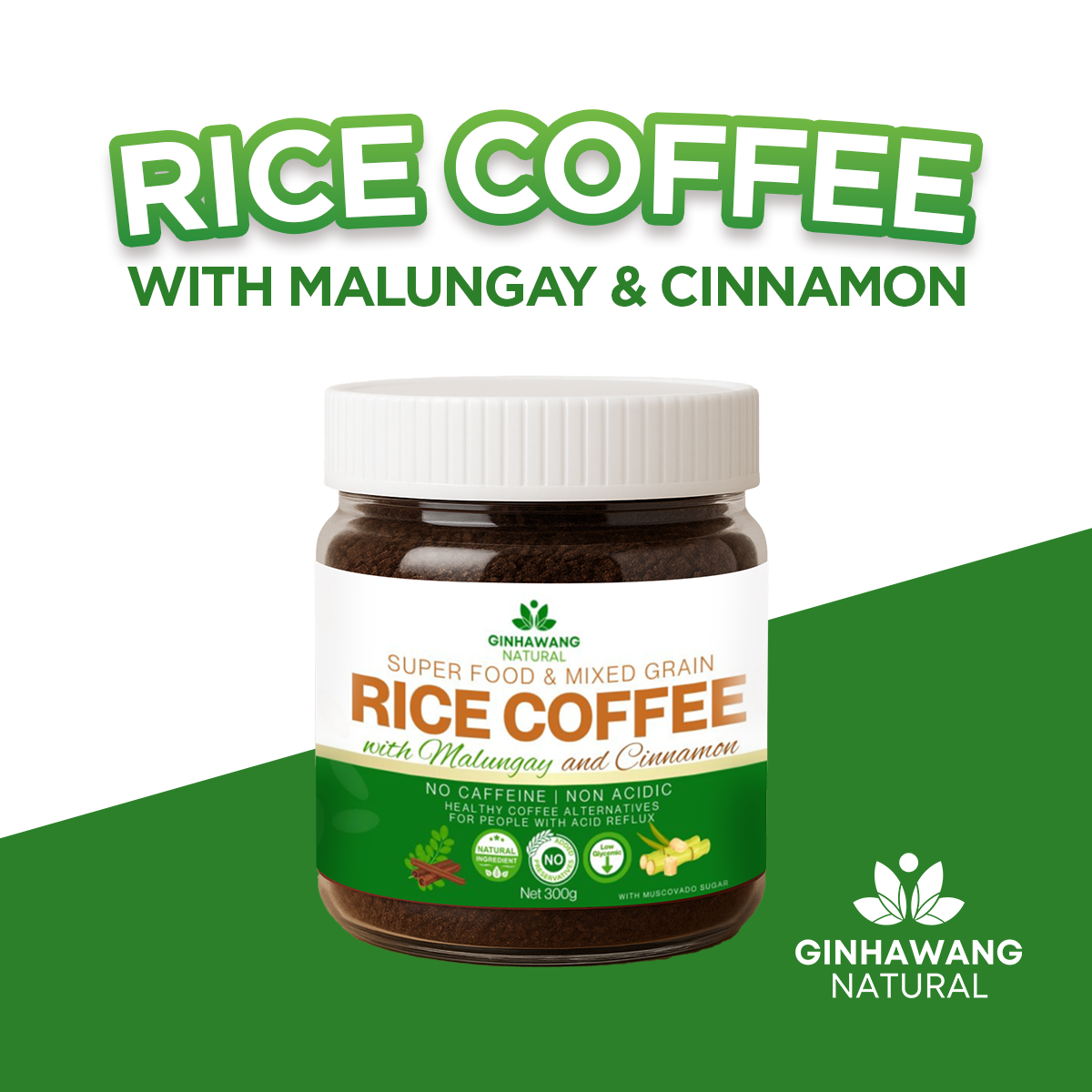 Ginhawang Natural Malunggay Cinnamon Rice Coffee – Caffeine-Free, Acid Reflux Friendly PH