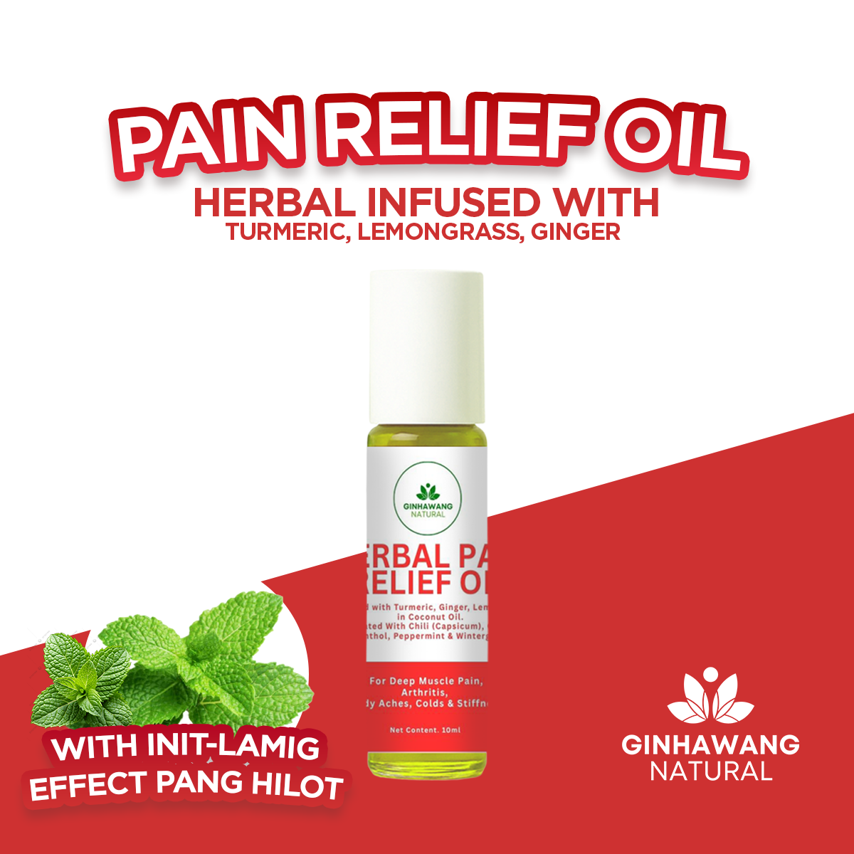 Ginhawang Natural Pain Relief Oil – Herbal Oil for Muscle Pain, Rayuma & Gout PH